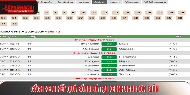 Cách xem kết quả bóng đá tại Keonhacai đơn giản