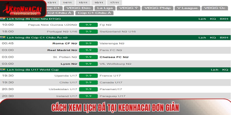 Cách xem lịch đá tại Keonhacai đơn giản