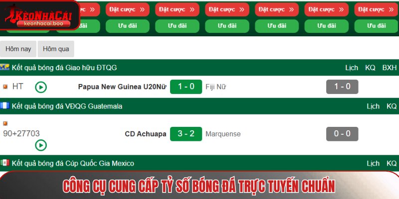 Công cụ cung cấp tỷ số bóng đá trực tuyến chuẩn
